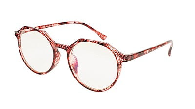 Female Oversized Spectacle Frames. Red & Transparent Frame