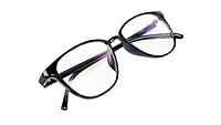 Unisex Full Rim Large Rectangular Spectacle Frame. Glossy Black Frame