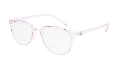 Female Large Rectangular Spectacle Frame. Light Pink Frame