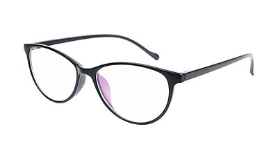 Female Large Cateye Spectacle Frame. Glossy Black Frame