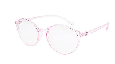 Female Round Medium Spectacle Frame. See Through Pink Frame