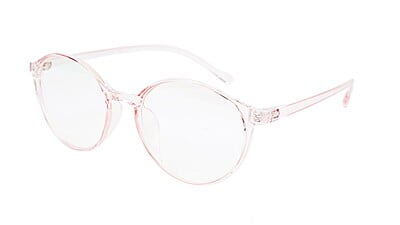 Female Full Rim Round Medium Spectacle Frame. See Through Pink Color