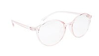 Female Full Rim Round Medium Spectacle Frame. See Through Pink Color
