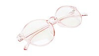 Female Full Rim Round Medium Spectacle Frame. See Through Pink Color