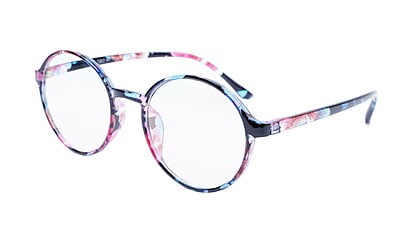 Female Round Medium Spectacle Frame. Floral Print Frame