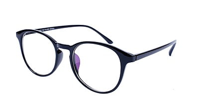 Unisex Large Round Spectacle Frame. Glossy Black Color