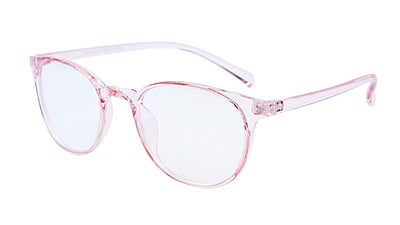 Female Round Medium Spectacle. See Through Pink Color