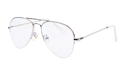 Unisex Medium Half Rim Aviator Spectacle Frame. Silver Color