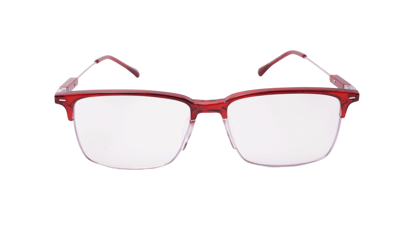 Soigné Unisex Half Rim Rectangular Spectacle Frame.Red-Large Soigné Unisex Half Rim Rectangular Spectacle Frame.Red-Large