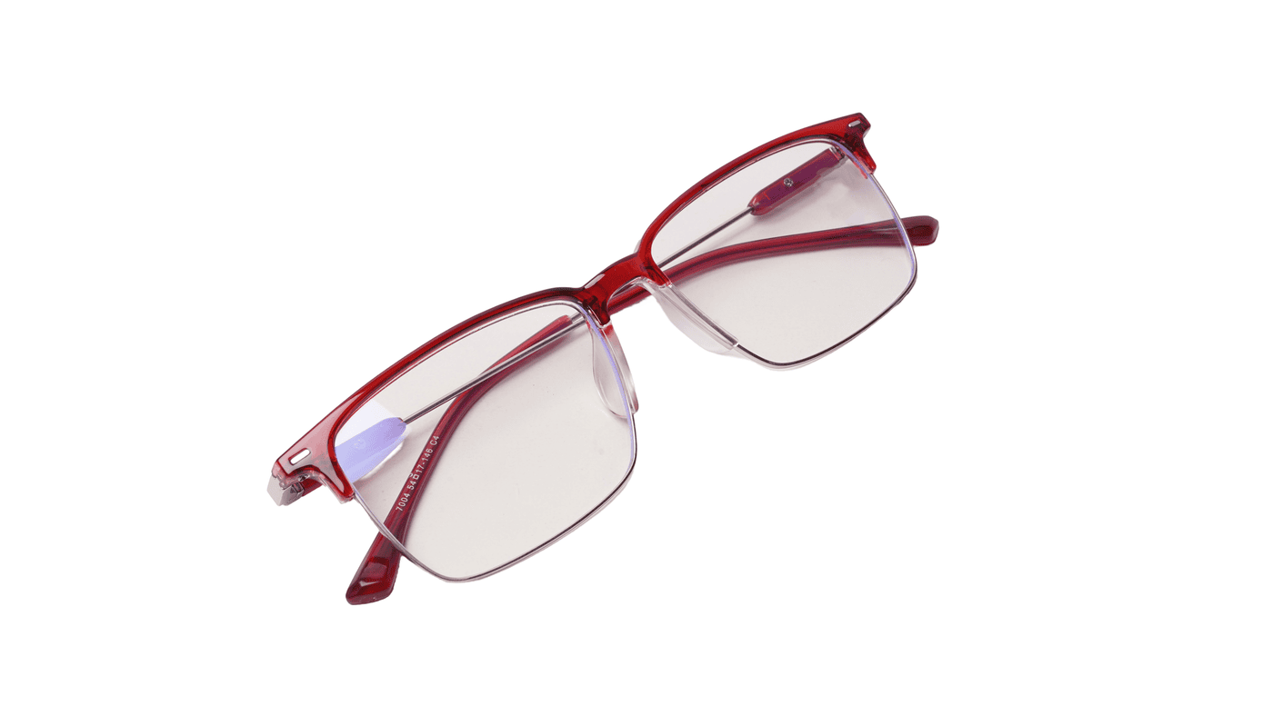 Soigné Unisex Half Rim Rectangular Spectacle Frame.Red-Large Soigné Unisex Half Rim Rectangular Spectacle Frame.Red-Large
