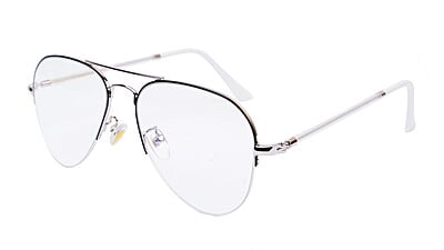 Unisex Medium Half Rim Aviator Spectacle Frame. Silver&Black Color