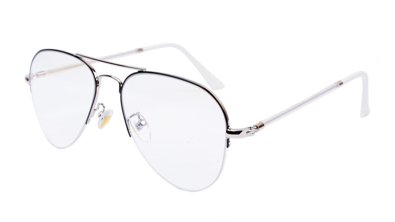 Unisex Medium Half Rim Aviator Spectacle Frame. Silver&Black Color Unisex Medium Half Rim Aviator Spectacle Frame. Silver&Black Color