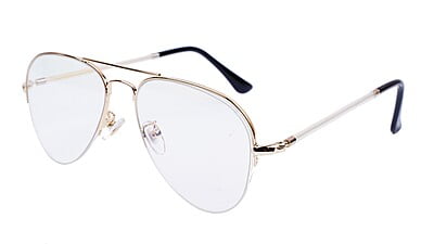 Unisex Medium Half Rim Aviator Spectacle Frame. Golden Color