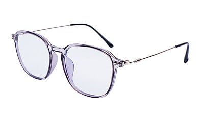 Unisex Large Square Spectacle Frame. See Through Grey Frame