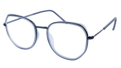 Unisex Large Pentagon Spectacle Frame. Grey Color Composite Frame.