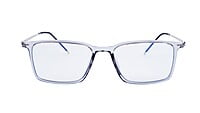 Unisex Large Rectangular Spectacle Frame. See Through Grey Rim