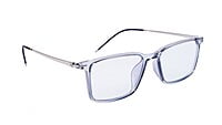 Unisex Large Rectangular Spectacle Frame. See Through Grey Rim