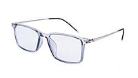 Unisex Large Rectangular Spectacle Frame. See Through Grey Rim