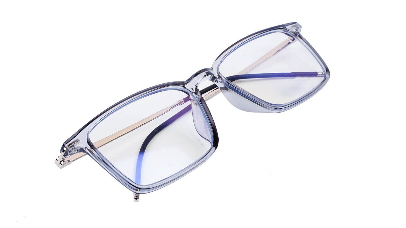 Unisex Large Rectangular Spectacle Frame. See Through Grey Rim Unisex Large Rectangular Spectacle Frame. See Through Grey Rim