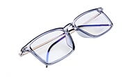 Unisex Large Rectangular Spectacle Frame. See Through Grey Rim