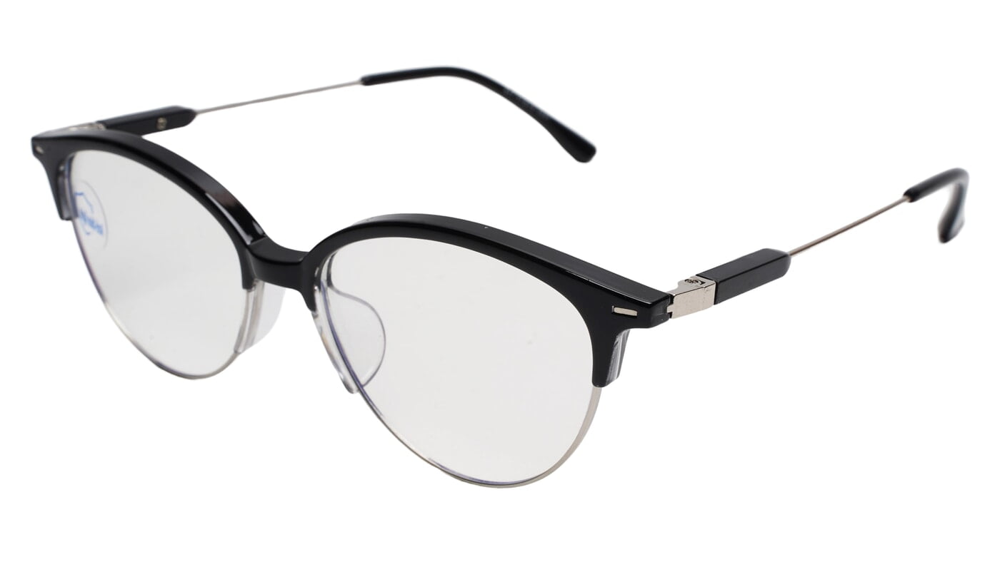 Soigné Female Large Half Rim Cat Eye Spectacle Frame.Black&Silver Soigné Female Large Half Rim Cat Eye Spectacle Frame.Black&Silver