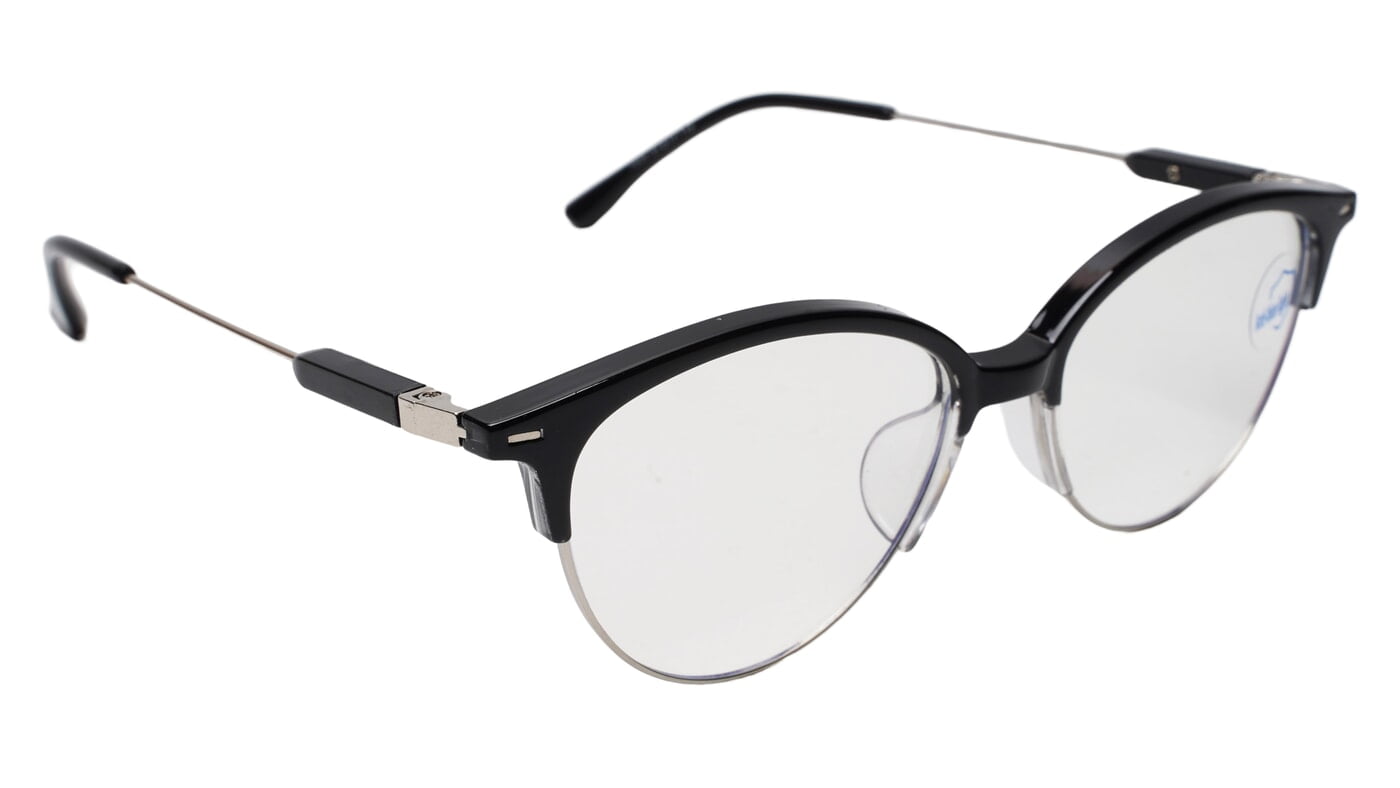 Soigné Female Large Half Rim Cat Eye Spectacle Frame.Black&Silver Soigné Female Large Half Rim Cat Eye Spectacle Frame.Black&Silver