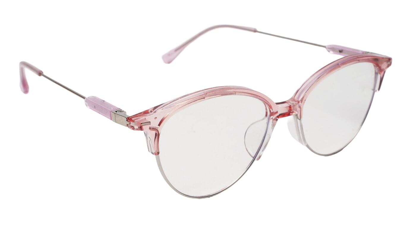 Soigné Female Large Half Rim Cat Eye Spectacle Frame.Pink&Silver Soigné Female Large Half Rim Cat Eye Spectacle Frame.Pink&Silver