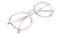 Unisex Large Pentagon Spectacle Frame. Golden Color Frame