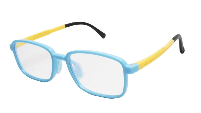 Soigné Kids&Teens Rectangular Spectacle Frame.Blue&Yellow.(12-15)Y-Unisex Soigné Kids&Teens Rectangular Spectacle Frame.Blue&Yellow.(12-15)Y-Unisex