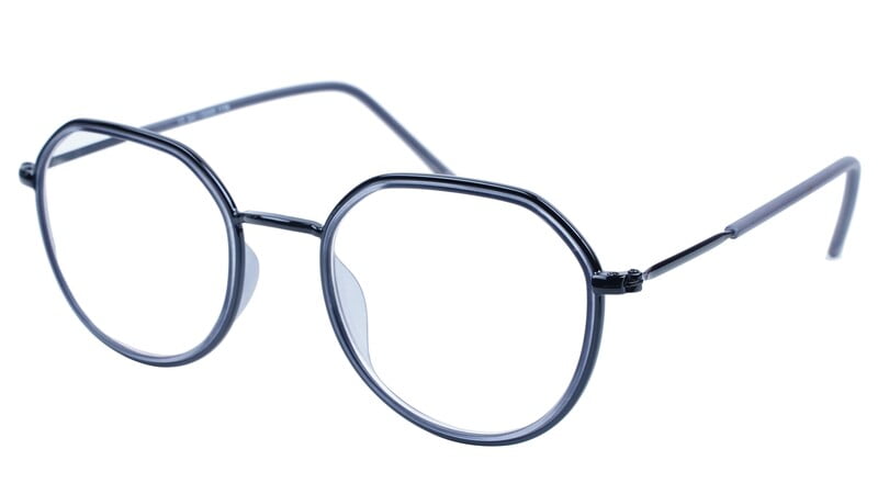 Unisex Large Pentagon Spectacle Frame. Black Color Composite Frame Unisex Large Pentagon Spectacle Frame. Black Color Composite Frame