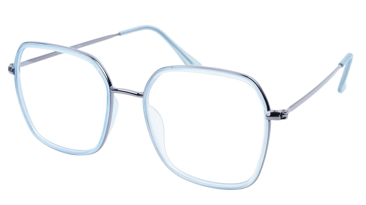 Unisex Oversized Spectacle Frame. Blue & Grey Color Composite Frame Unisex Oversized Spectacle Frame. Blue & Grey Color Composite Frame