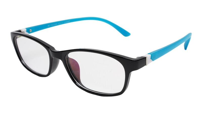 Soigné Kids&Teens Rectangular Spectacle Frame.Black&Blue.(11-15)Y-Unisex Soigné Kids&Teens Rectangular Spectacle Frame.Black&Blue.(11-15)Y-Unisex