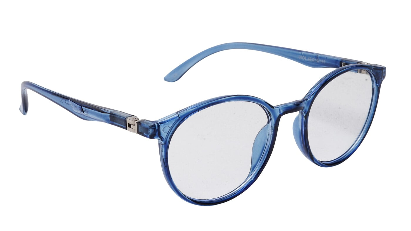 Soigné Unisex Medium Round Spectacle Frame.See Through Blue Rim Soigné Unisex Medium Round Spectacle Frame.See Through Blue Rim