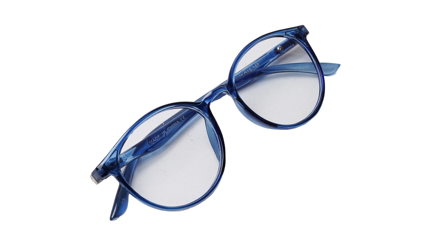 Soigné Unisex Medium Round Spectacle Frame.See Through Blue Rim Soigné Unisex Medium Round Spectacle Frame.See Through Blue Rim