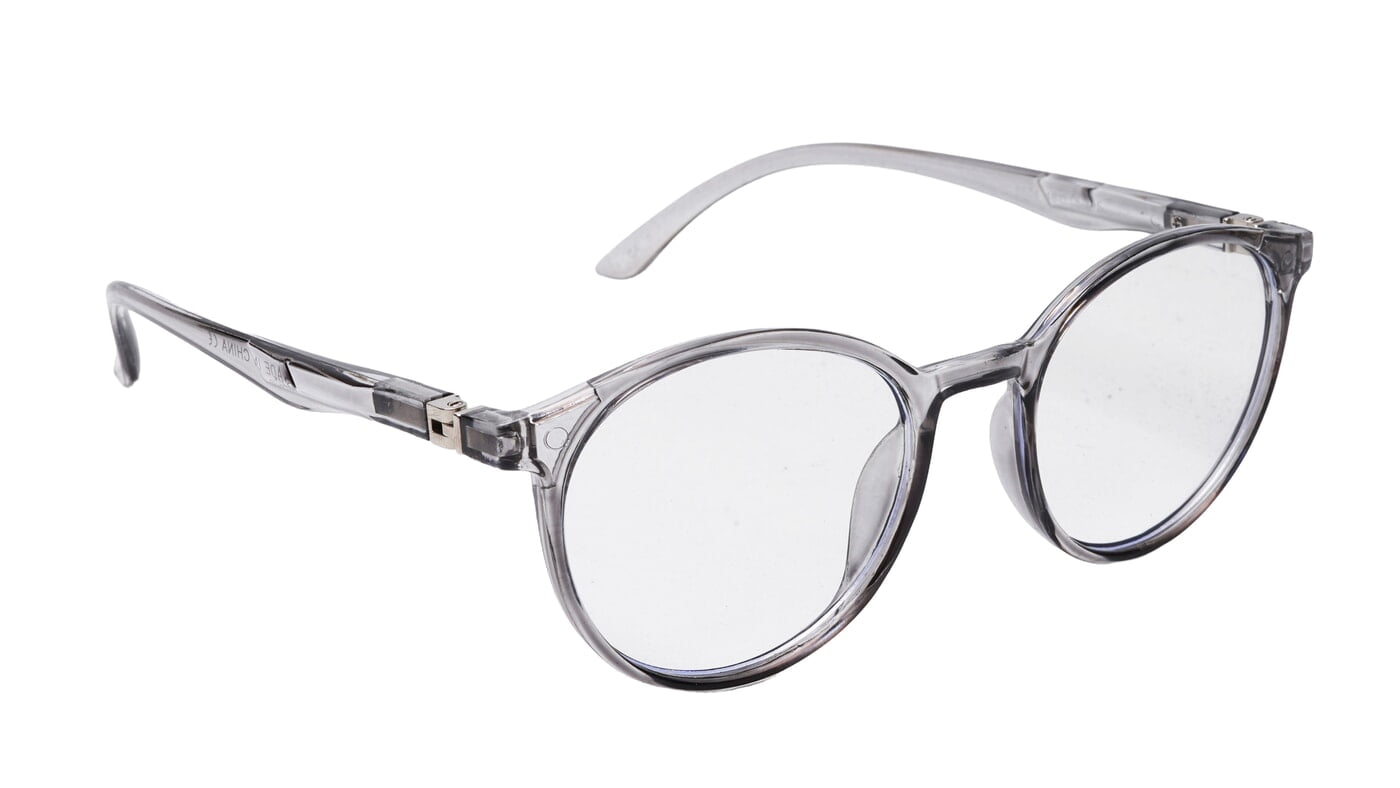 Soigné Unisex Medium Round Spectacle Frame.See Through Gray Rim Soigné Unisex Medium Round Spectacle Frame.See Through Gray Rim
