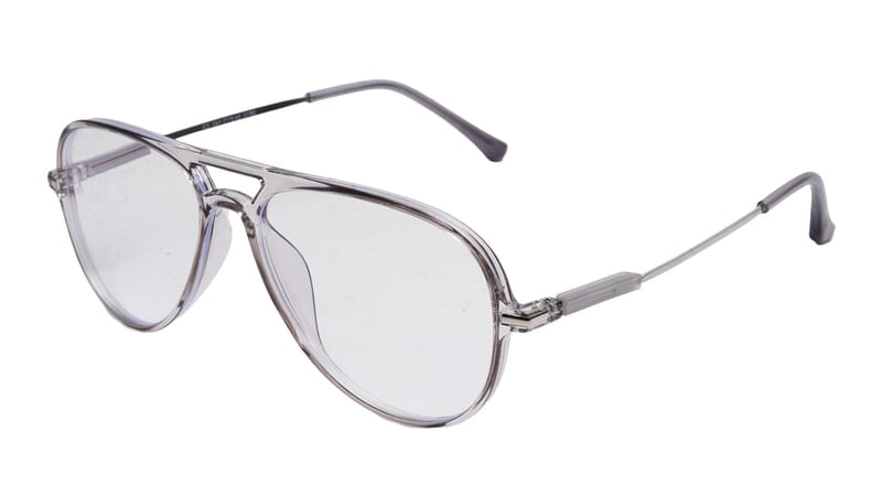Soigné Unisex Aviator Spectacle Frame.See Through Gray&Silver-Large Soigné Unisex Aviator Spectacle Frame.See Through Gray&Silver-Large