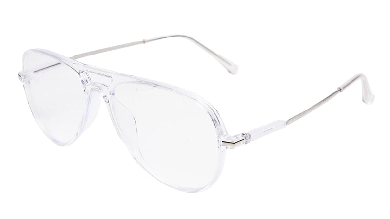 Soigné Unisex Aviator Spectacle Frame.Transparent&Silver-Large Soigné Unisex Aviator Spectacle Frame.Transparent&Silver-Large