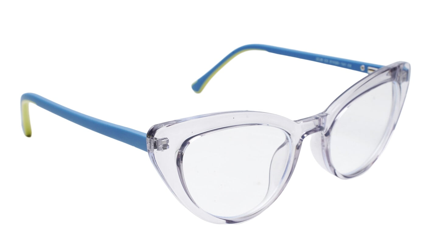 Soigné Female Large Cat Eye Spectacle Frame.See Through Light Gray Rim Soigné Female Large Cat Eye Spectacle Frame.See Through Light Gray Rim