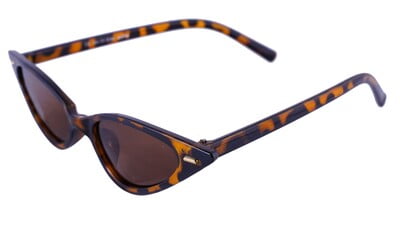 Female Small Cat Eye Sunglasses. Brown Color Lens. Leopard Print Frame.
