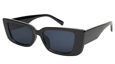 Female Large Rectangular Sunglasses. Black Frame