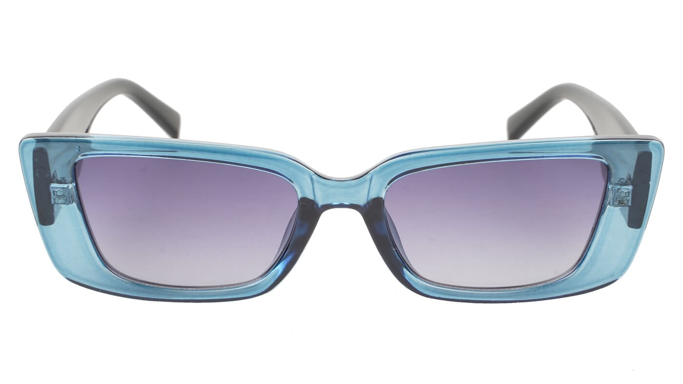 Female Large Rectangular Sunglasses. See Through Light Blue Rim Female Large Rectangular Sunglasses. See Through Light Blue Rim