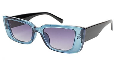 Female Large Rectangular Sunglasses. See Through Light Blue Rim