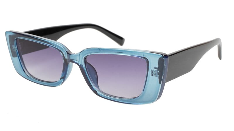 Female Large Rectangular Sunglasses. See Through Light Blue Rim Female Large Rectangular Sunglasses. See Through Light Blue Rim