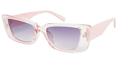 Female Large Rectangular Sunglasses. See Through Light Pink Frame