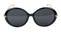 Female Oversized Round Sunglasses. Glossy Black Rim