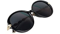 Female Oversized Round Sunglasses. Glossy Black Rim