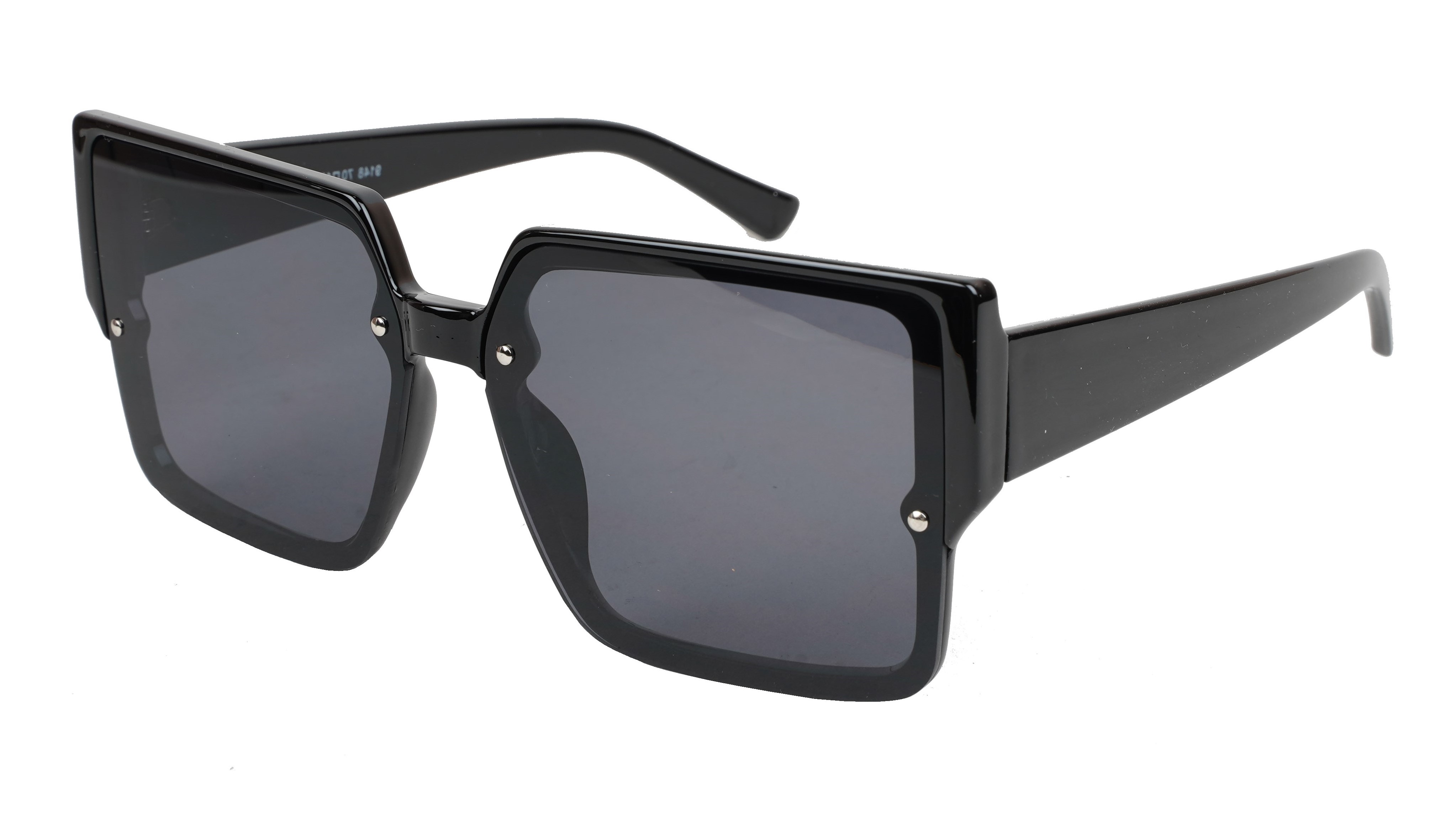Female Oversized Square Sunglasses. Glossy Black Frame