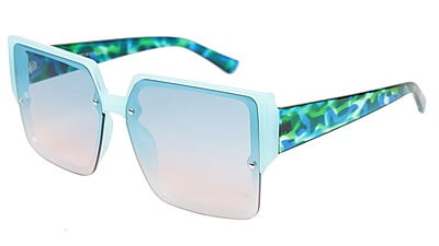 Female Oversized Square Sunglasses. Light Blue Color Rim