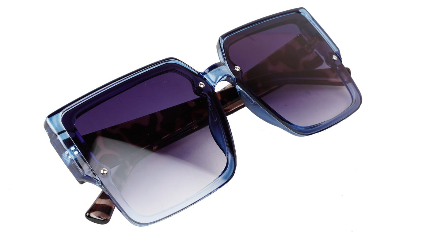 Female Oversized Square Sunglasses. Dark Blue Color Rim Female Oversized Square Sunglasses. Dark Blue Color Rim