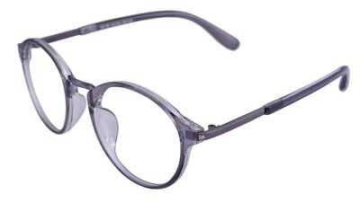 Unisex Round Large Spectacle Frame. See Through Grey Color Rim.